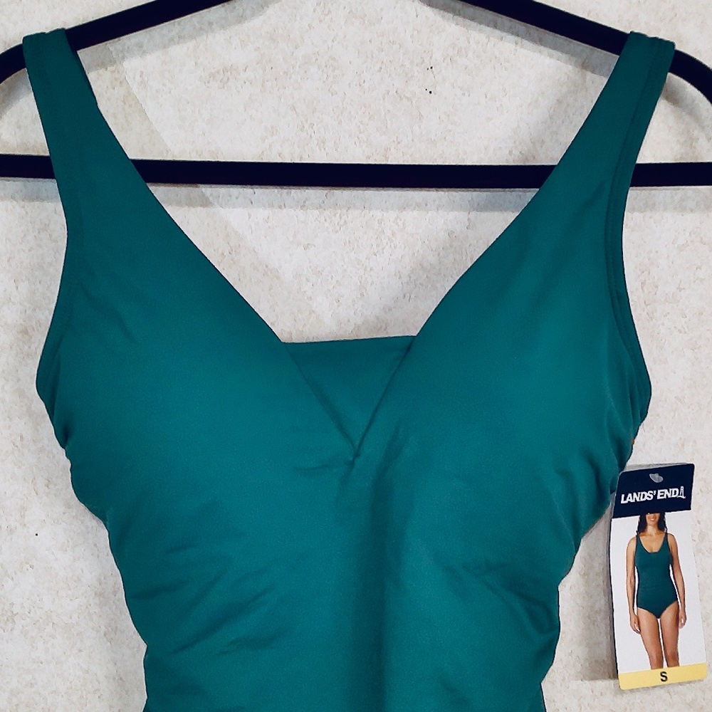 NWT Land’s End Emerald One Pc Swim Suit+UPF50+Bra Support+Adj Straps+Lining Sz S - Picture 2 of 7